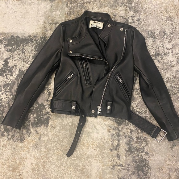 ACNE STUDIOS Lewis Asymmetric Leather Jacket In Black - Picture 3 of 14